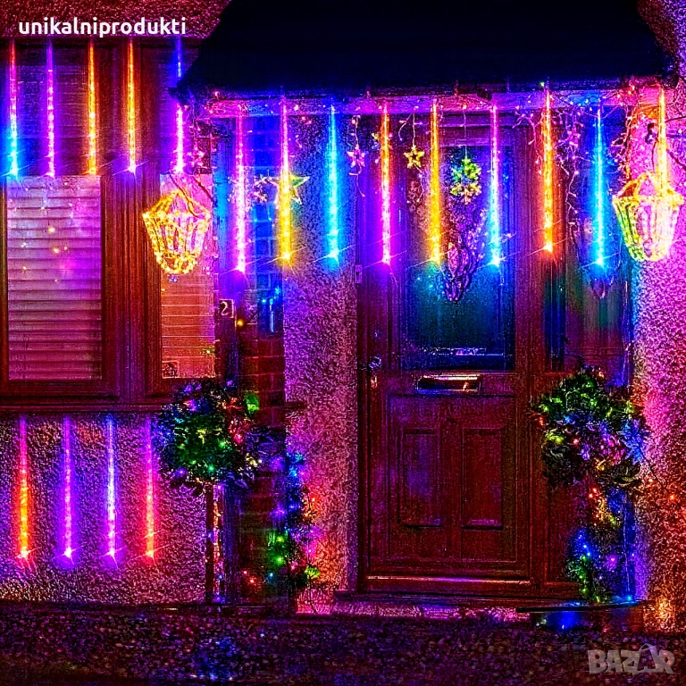 НОВО падащ сняг 3м х 80см коледни лампички с 8 изстрелващи се функции многоцветна светлина , снимка 1