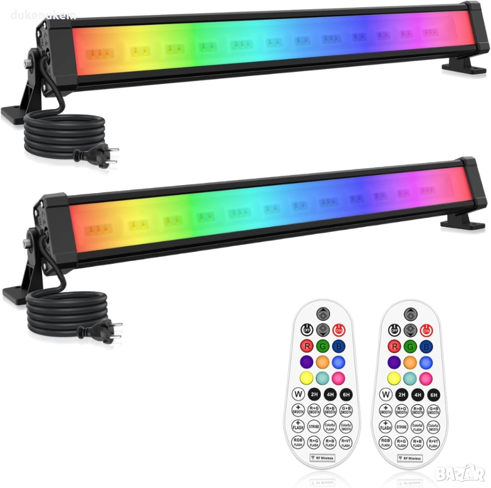 Комплект от 2 броя Прожектори RGB LED Wall Washer 42W – 10 цвята, 30 режима, дистанционно управление, снимка 1