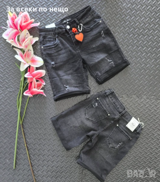 Дамски Черни Меки Еластични Къси Дънки🔝Дамски Еластични Меки Къси Дънкови Панталони Код VL-103, снимка 1