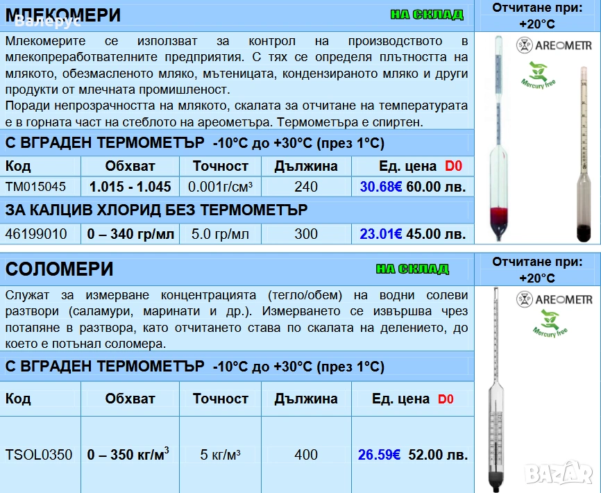 Ареометри за спирт и други, снимка 1