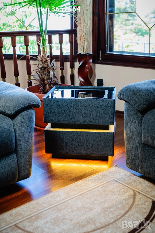 Смарт Шкаф SENSOR GLOW - безжично зареждане, Bluetooth стерео тонколона 20W, USB-A & USB-C, LED , снимка 1