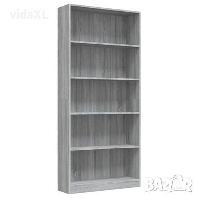 vidaXL Библиотека на 5 нива, сив сонома, 80x24x175 см, инженерно дърво（SKU:815394, снимка 1