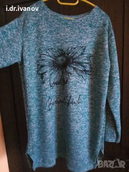 свежа зелена туника с цвете, снимка 1