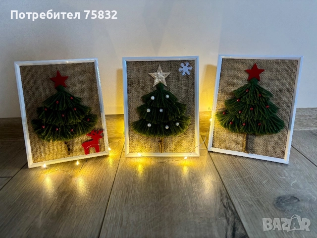 🎄Коледни елхички в рамка🎄, снимка 5 - Декорация за дома - 52618528