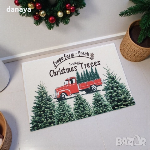 6131 Коледна постелка за врата с коледен камион или елха, 60x40 cm, снимка 5 - Други - 52411708