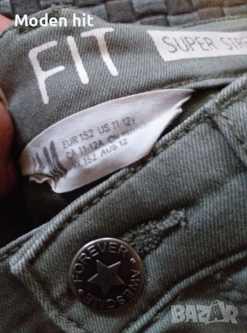 H&M Skinny Fit за момиче - дънков панталон войнишко зелено /размер 152 см./, снимка 4 - Детски панталони и дънки - 50769226