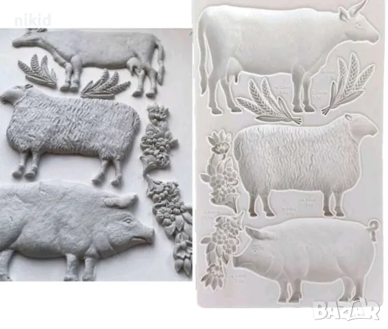 Големи прасе овца крава домашни животни силиконов молд форма фондан шоколад гипс декор