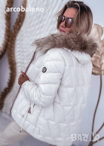 Дамско ватирано яке с лисича кожа, 2цвята , снимка 14 - Якета - 52155165