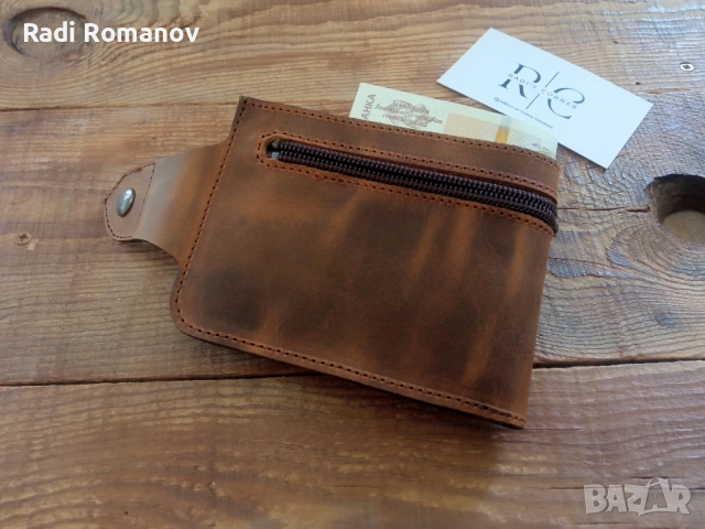 Ръчно изработен мъжки кожен портфейл , снимка 5 - Портфейли, портмонета - 52404473