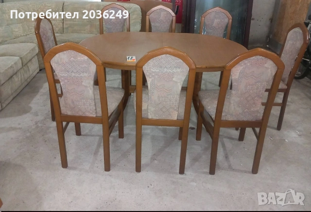 Комплект масивна разтегателна маса с 6 стола, снимка 4 - Маси - 54194351