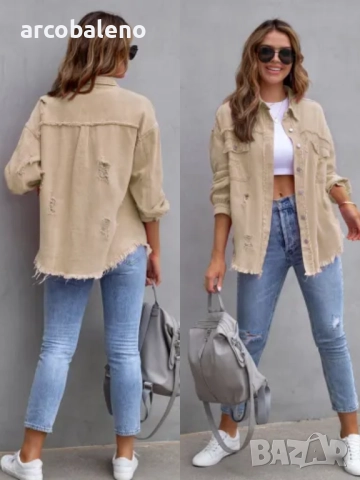 Ликвидация! Ежедневно дамско дънково яке-риза - Доставка 24 часа , снимка 2 - Якета - 51665774