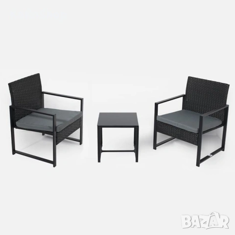 Градински комплект  от ратан 3 части -  две кресла и маса, снимка 2 - Градински мебели, декорация  - 53730385