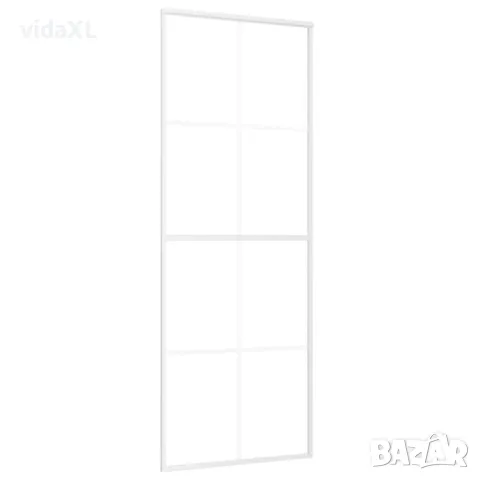 vidaXL Плъзгаща се врата матирано ESG стъкло и алуминий 76x205 см бяла（SKU:151669）, снимка 1 - Други - 48108252