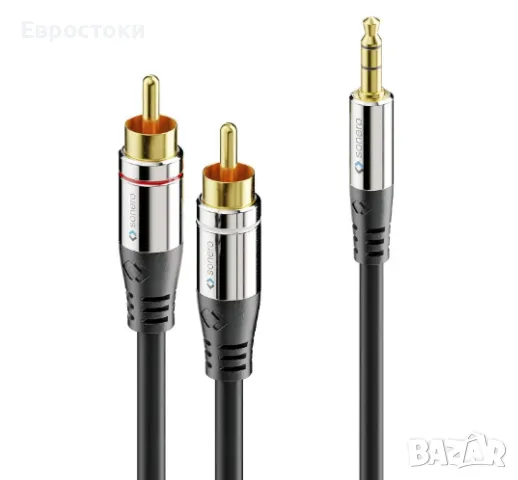 Sonero® Premium чинч кабел 12,5 м, 2 x чинча към 3,5 мм жак, аудио кабел за hi-fi системи, AUX, снимка 2 - Други - 48239363