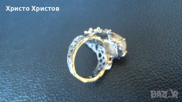 Сребърен грандиозен бутикав пръстен авторски уникат с косите на венера, снимка 7 - Пръстени - 46264039