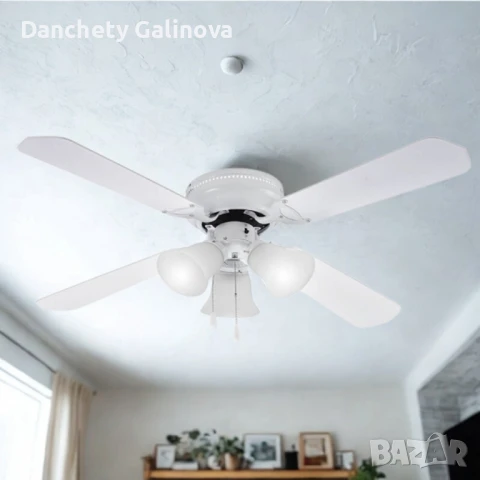 Таванен вентилатор с осветление , снимка 1