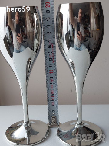 Два броя сребърни чаши за вино-сребро 800, снимка 2 - Чаши - 45024789