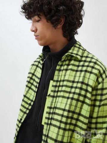 Мъжка връхна риза Pull&Bear, 100% памук, Яркозелена, XL, снимка 3 - Ризи - 45580765