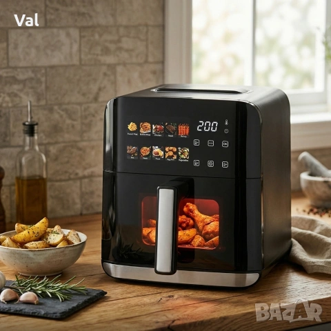 Еърфрайър с горещ въздух Oliver Voltz OV51980CE, 1200W, 4L, 10 програми, LED дисплей, прозорец, снимка 6 - Фритюрници - 54183108