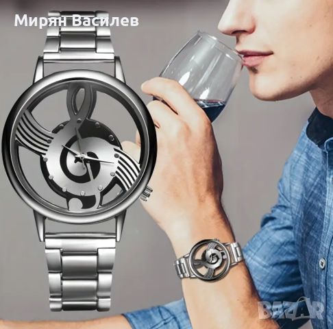 Моден Мъжки кварцов часовник с музикален символ, снимка 2 - Мъжки - 46341643