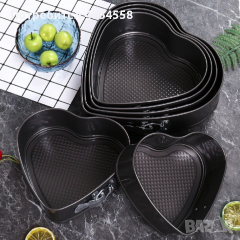 Комплект от 6 броя метални форми сърце за торта   , снимка 3 - Форми - 53702758