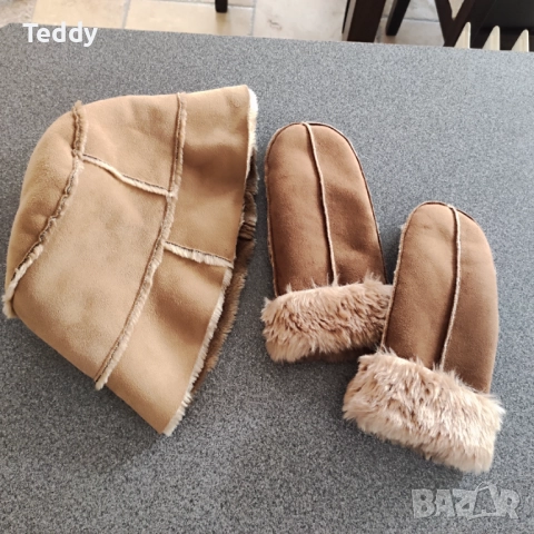 Стилен комплект шапка и ръкавици, снимка 5 - Шапки - 52659375