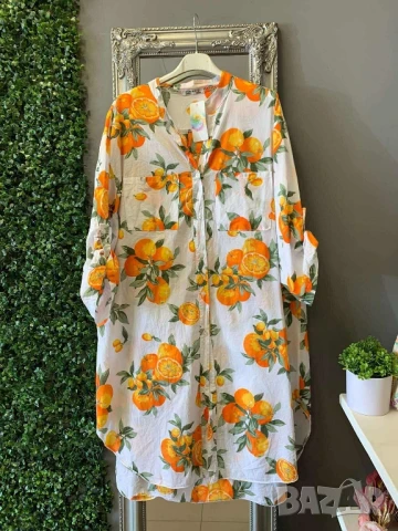 памучна риза с портокали , снимка 2 - Ризи - 50978936