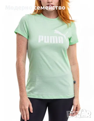 Дамска тениска PUMA Essentials Logo Tee Garnet Green, снимка 1 - Тениски - 49246434