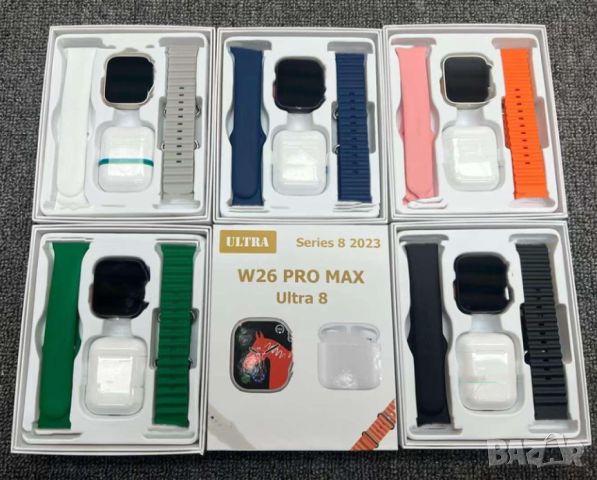 Комплект Smart часовник + TWS слушалки W26 Pro Max ULTRA / Цвят: Черен /няма ЮСБ накрайника директно, снимка 6 - Смарт часовници - 45681476