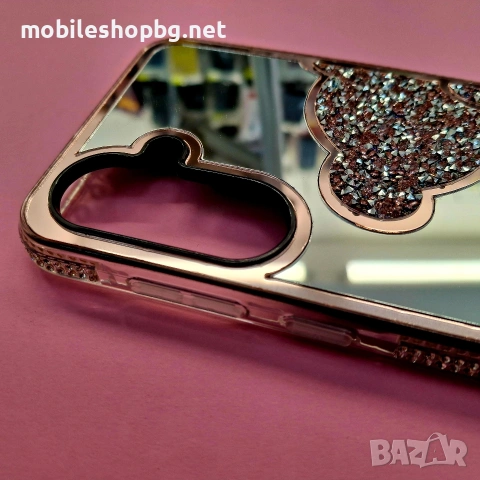 Samsung Galaxy A56 гръб огледален с мече и камъчета розов , снимка 4 - Калъфи, кейсове - 53900293