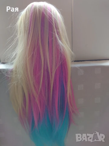 Учебна фризьорска глава 70 см шарена, снимка 2 - Аксесоари за коса - 50660652