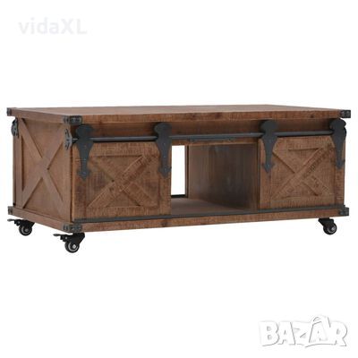 vidaXL Кафе маса, чамова дървесина масив, 91x51x38 cм, кафява.SKU:246119