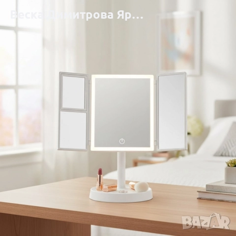 Преносимо LED огледало с осветление за тоалетка, за грим с висока разделителна способност, снимка 5 - Лед осветление - 52939790