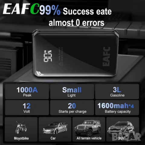 1000A устройство за аварийно стартиране на автомобилни двигатели , снимка 6 - Аксесоари и консумативи - 54095977