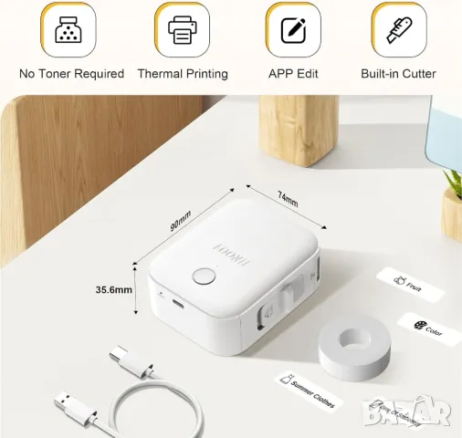 Мини Bluetooth принтер за етикети и стикери, безжичен за iOS и Android , снимка 4 - Принтери, копири, скенери - 48164200