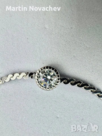 Сребърна гривна с мойсанит (Диамант) 0.5 карата, снимка 5 - Гривни - 53039715