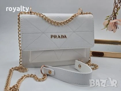 Prad🅰️ Кожена Бяла Дамска Чанта Прад🅰️