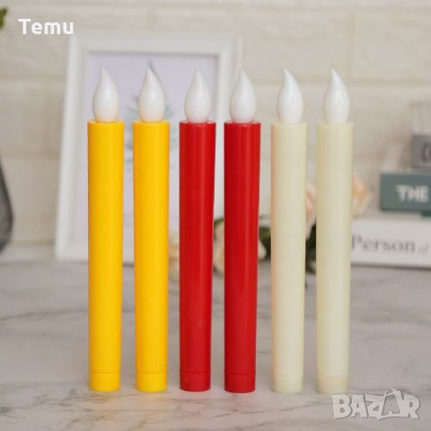 Комплект от 2 броя Led настолни свещи на батерии. Тези конусовидни свещи са от истински восък и 3D ф, снимка 9 - Декорация за дома - 45782158