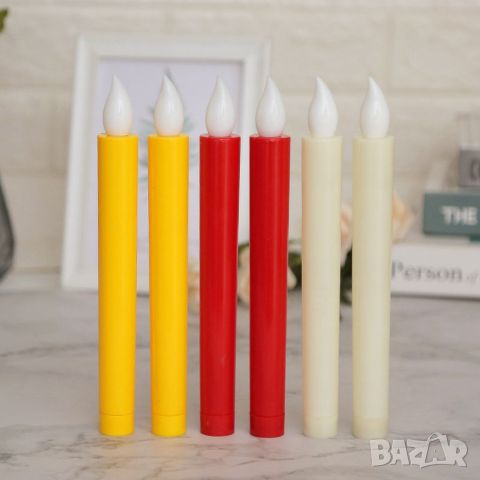 Комплект от 2 броя Led настолни свещи на батерии. Тези конусовидни свещи са от истински восък и 3D ф, снимка 9 - Декорация за дома - 45782158
