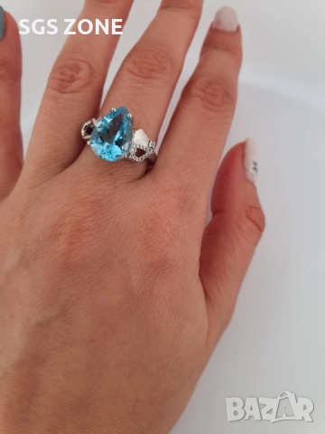 ПЕРФЕКТЕН ПРЪСТЕН от ТАЙЛАНД с ЕСТЕСТВЕН ТОПАЗ SWISS, снимка 8 - Пръстени - 51191288