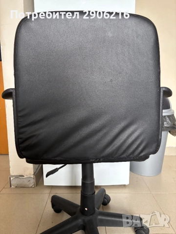 🪑 Офис стол – черна еко кожа (нов, само сглобен), снимка 2 - Столове - 52863933