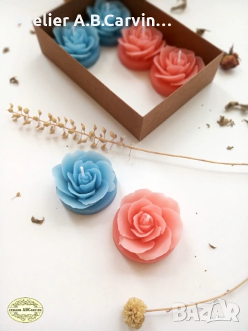 Комплект от 6 ароматни чаени свещички розички,за подарък или за дома, снимка 4 - Декорация за дома - 53619729