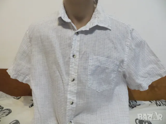 Мъжка риза с къс ръкав от лен Canda, снимка 1