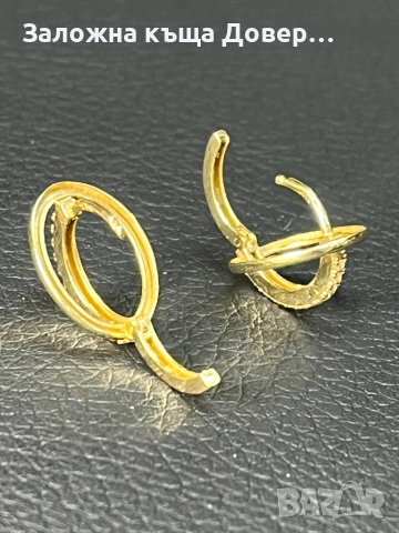 Златни обеци Халки циркон ЧИСТО НОВИ 14 карата 585 zlatni obeci zlaten gold, снимка 6 - Обеци - 52829934