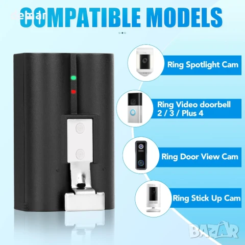 7200mAh 2 броя акумулаторни батерии за Ring и зарядно с LED дисплей, снимка 5 - Друга електроника - 50907584