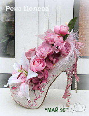 Обувка  с перли и цветя, снимка 2 - Подаръци за сватба - 44969077