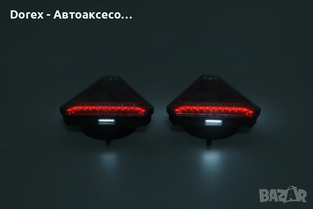 Комплект безжични преносими LED стопове с магнит и вендуза 12V - триъгълен дизайн с неон ефект за ре, снимка 3 - Аксесоари и консумативи - 53857052