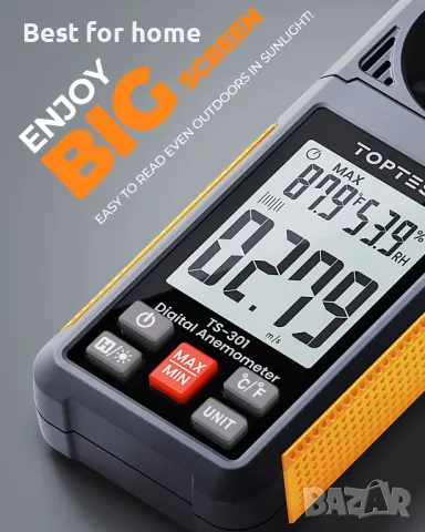 Анемометър- измервател на скоростта на вятъра с дисплей  TOPTES, снимка 2 - Друга електроника - 50022175