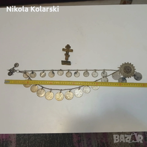 Автентичен възрожденски кюстек/синджир/копче и кръст, снимка 9 - Антикварни и старинни предмети - 52284350