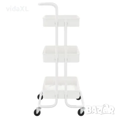 vidaXL Кухненска количка на 3 нива, бяла, 42x35x85 см, желязо и ABS（SKU:336336）, снимка 4 - Други - 48672616